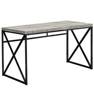 Bureau de travail en faux bois gris et base noire,  48 pol