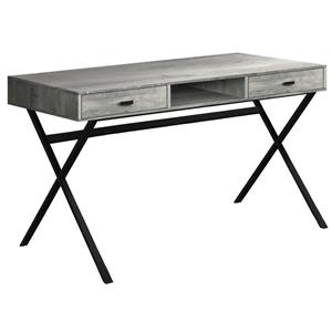 Monarch Computer Desk with drawers- Grey  / Black metal - 48-in L