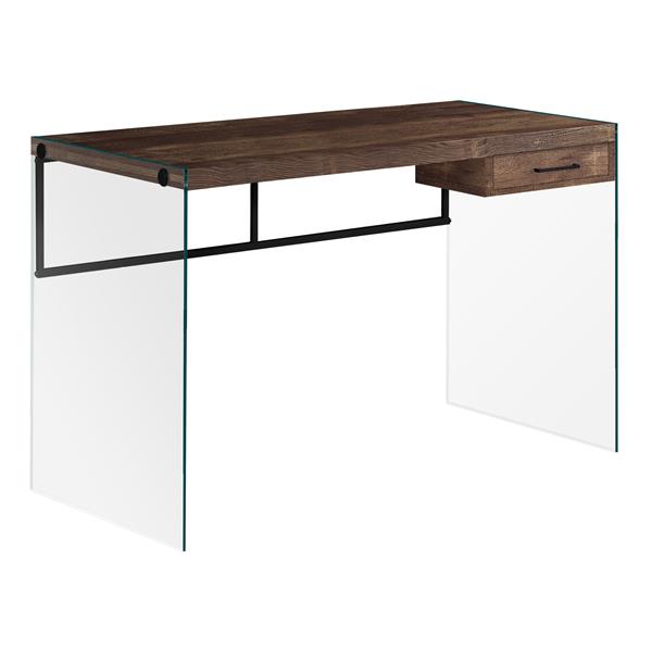 Monarch Computer Desk Glass Panels -  Brown Reclaimed Wood - 48-in