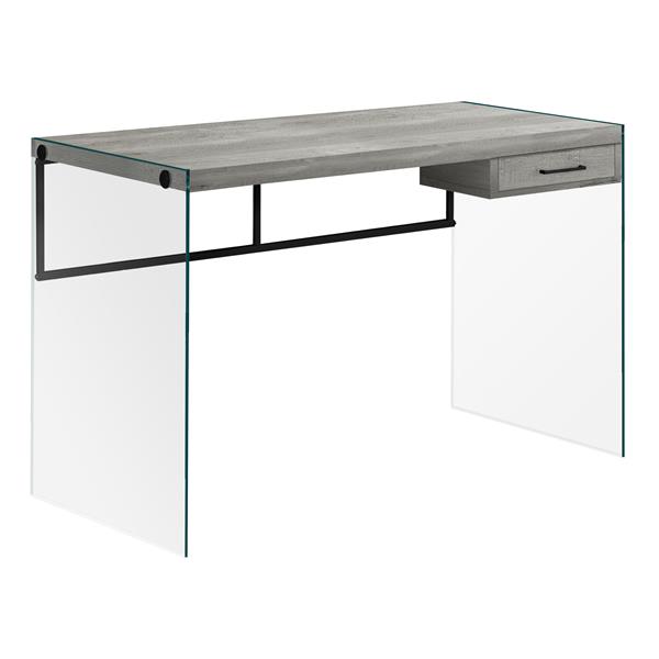 Monarch Computer Desk Glass Panels -  Grey Reclaimed Wood - 48-in