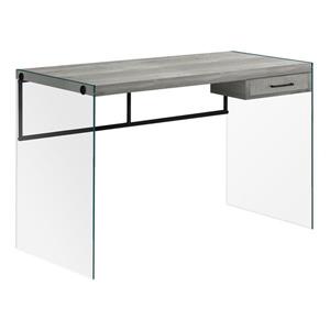 Bureau de travail avec panneaux de verres, gris, 48 pol