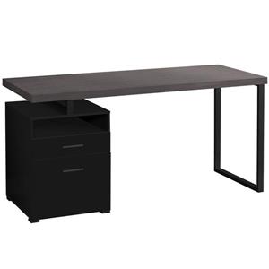 Monarch Computer Desk with 2 Drawers - Black / Grey Top - 60-in L