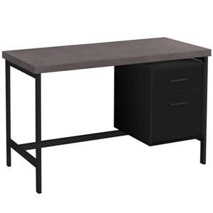 Monarch Computer Desk- Black / Grey Top / Black Metal - 48-in L
