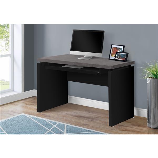 Monarch Computer Desk - Black with Grey Top - 48-in L