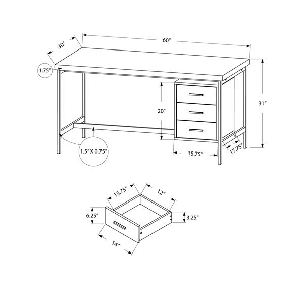 MONARCH SPECIALTIES Monarch Computer Desk - Black with grey Top - 60-in ...