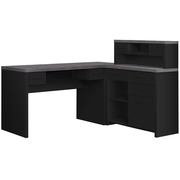 Monarch Computer Desk with Crib L-Shape - Black and Grey Top