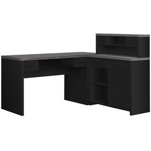 Monarch Computer Desk with Crib L-Shape - Black and Grey Top