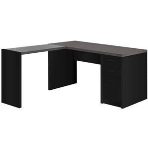 Monarch Computer Desk - Black / Grey Top Corner - Tempered Glass