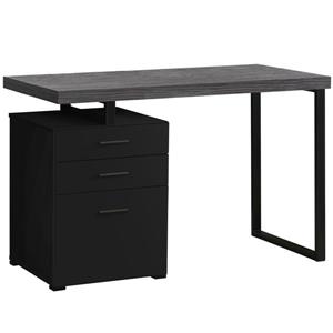 Bureau de travail noir et dessus gris, gauche ou droite, 48 po