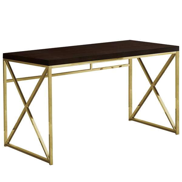 Monarch Computer Desk - Cappuccino ad Gold Metal - 48-in L