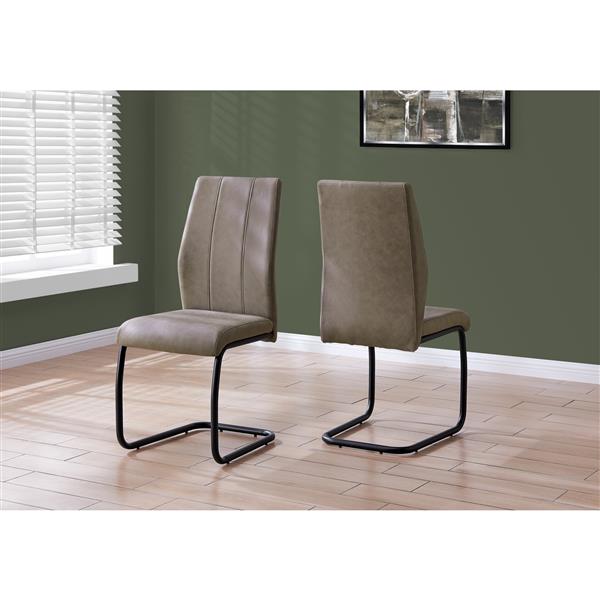 Monarch Dining Chairs Taupe Fabric and Black Metal - 39-in H - Set of 2