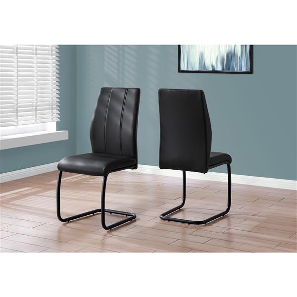 Monarch Dining Chairs Black Leather Look and Metal - 39-in H - 2pcs