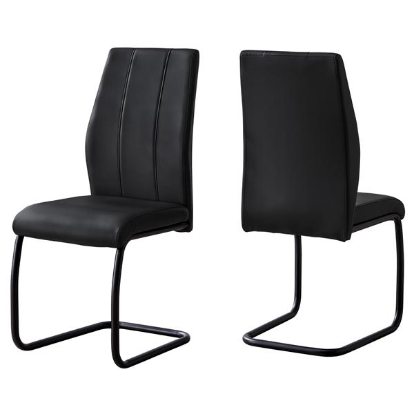 Chaises salle à manger, métal et similicuir noir, 2 mcx