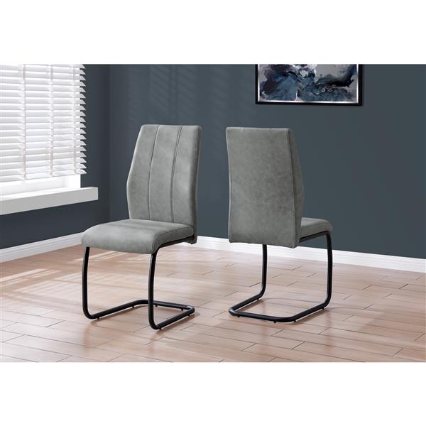 Chaises salle à manger en tissu gris et métal noir, 2 mcx