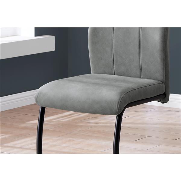 Chaises salle à manger en tissu gris et métal noir, 2 mcx