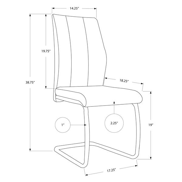 Chaises salle à manger en tissu gris et métal noir, 2 mcx