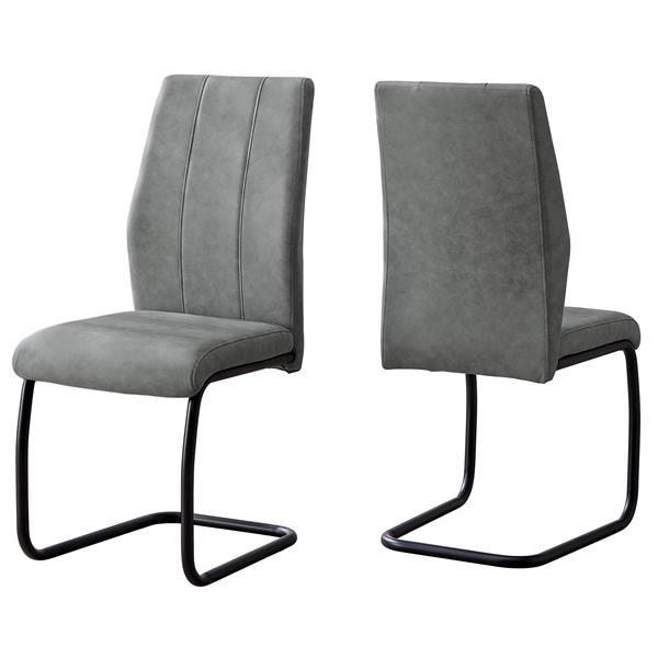 Chaises salle à manger en tissu gris et métal noir, 2 mcx