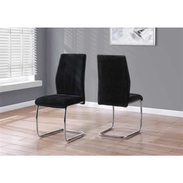 Monarch Dining Chairs Black Velvet and Chrome - 39-in - Set of 2