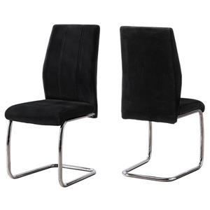 Chaises salle à manger velours noir et chrome, 2 mcx