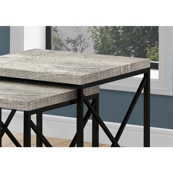 Monarch Nesting Table Grey Reclaimed Wood/Black - 2 Pcs Set