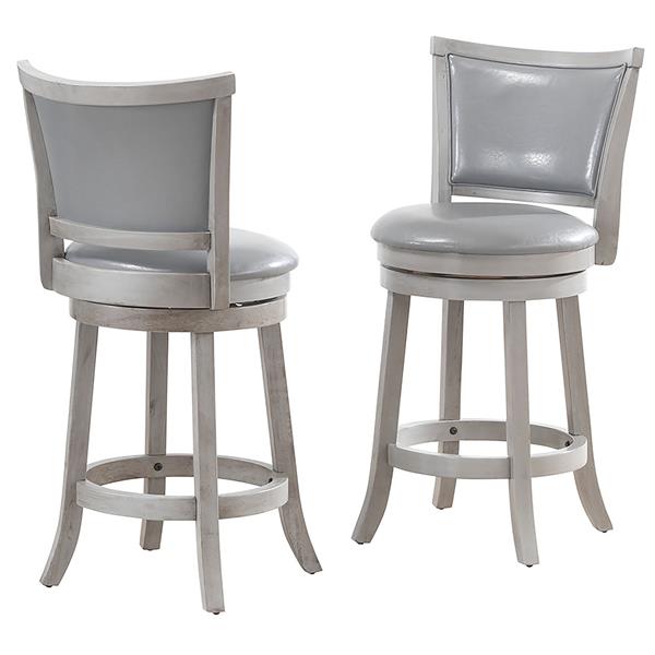 Tabourets de bar pivotants, gris/argent, ensemble de 2