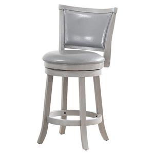 WHI Swivel Counter Stool  -Grey/Silver Faux Leather - Set of 2