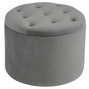 !nspire Button Tufted Velvet Ottoman with Storage - 19,75-in - Grey