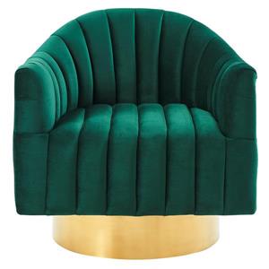 Fauteuil d'appoint pivotant de !nspire, base dorée, 30,75 po, velours vert