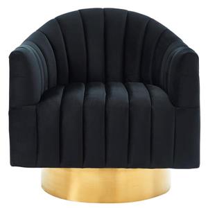 !nspire Swivel Accent Chair - Golden Base - 30.75-in - Black Velvet