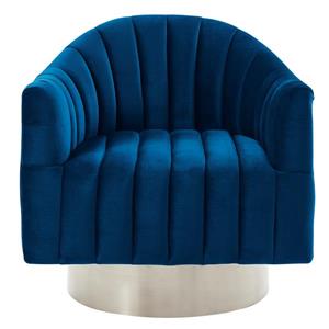 !nspire Swivel Accent Chair - Stainless Base - 30.75-in - Blue Velvet