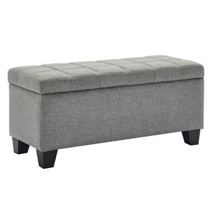 Ottoman WHI de rangement, gris, 35.50 po x 14 po