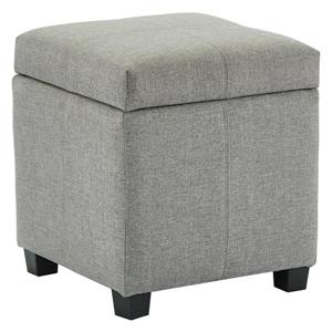 WHI Hinged Lid Storage Ottoman/Pouf - Grey Fabric -17-in x 17-in x 19-in