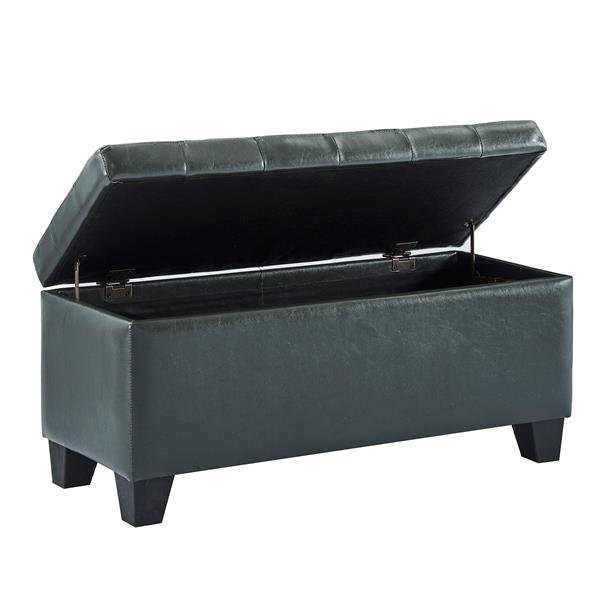 WHI Faux Leather Storage Ottoman - Grey - 35.5-in x  14-in
