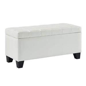 WHI Faux Leather Storage Ottoman - White - 35.5-in x  14-in