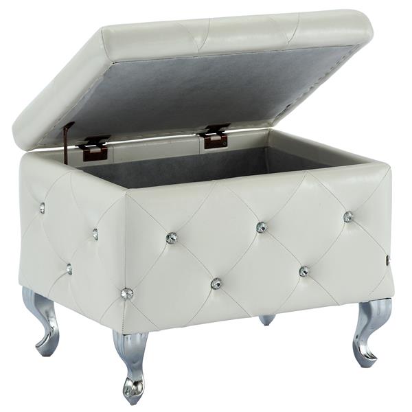 Nspire Faux Leather Storage Bench With, Silver Leather Storage Ottoman