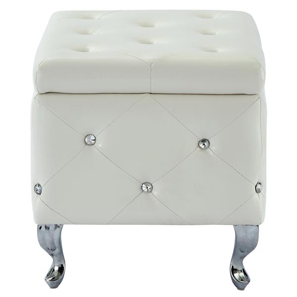 Banc !nspire avec rangement et motifs de diamant, 21,75 po, blanc