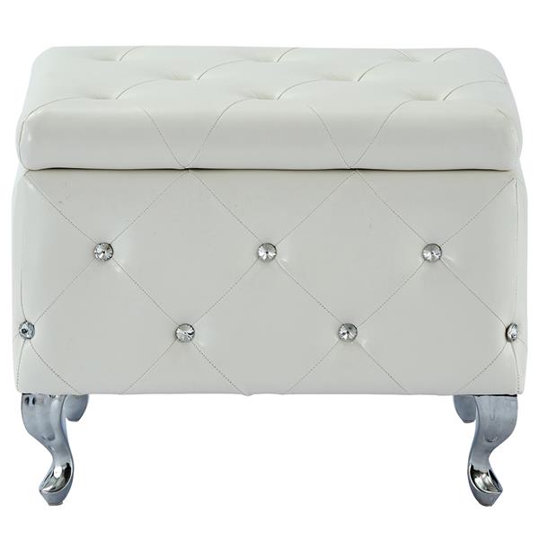 Banc !nspire avec rangement et motifs de diamant, 21,75 po, blanc