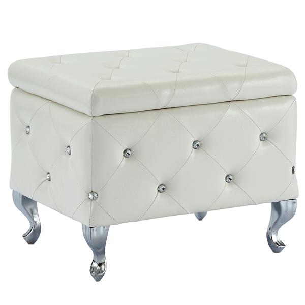 Nspire Faux Leather Storage Bench With, White Leather Storage Bench