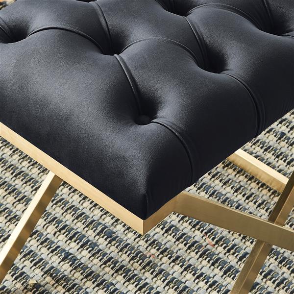 !nspire Velvet and Steel Decorative Bench - 22-in - Black/Gold