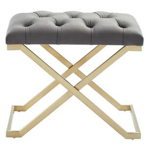 !nspire Velvet and Steel Decorative Bench - 22-in - Grey/Gold