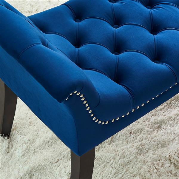 !nspire Velvet Tufted Bench with Stud Detail - 49-in - Blue
