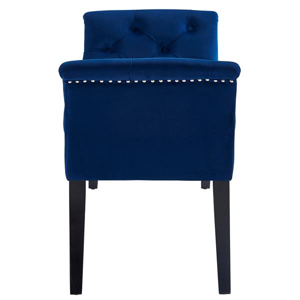 !nspire Velvet Tufted Bench with Stud Detail - 49-in - Blue