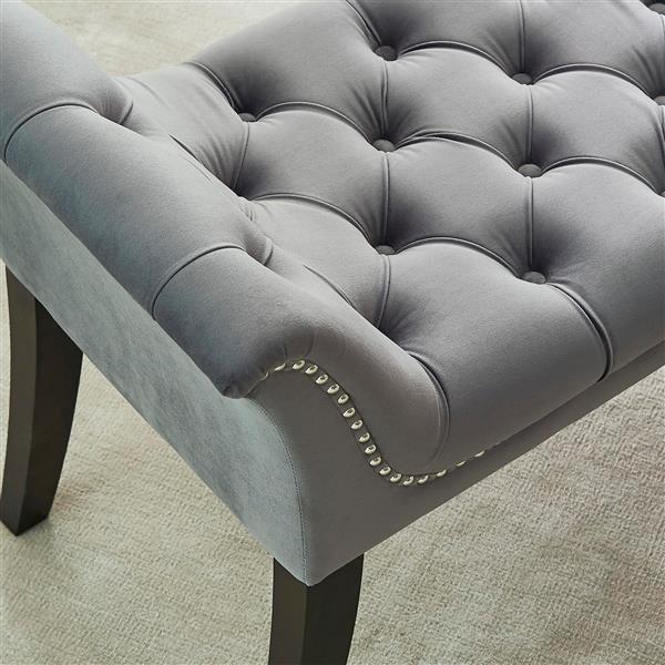 nspire Velvet Tufted Bench with Stud Detail - 49-in - Grey 401-373GY