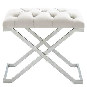 Banc d'appoint !nspire en velours et acier, 22 po, ivoire/argent