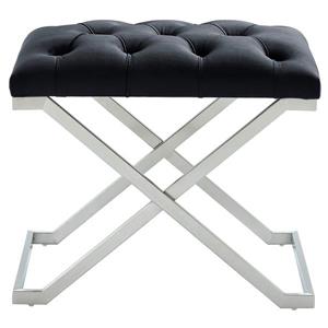 Banc d'appoint !nspire en velours et acier, 22 po, noir/argent