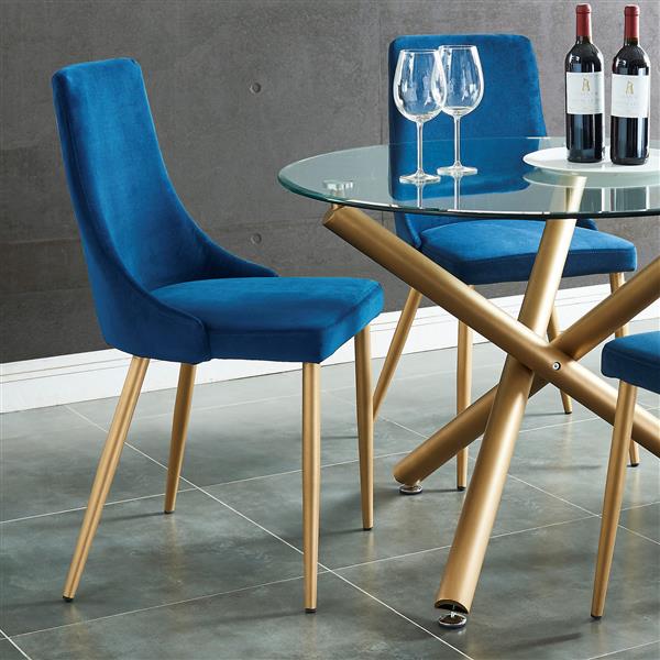 Chaise de salle à manger !nspire, velours bleu royal et structure dorée, 35,75 po, ens. de 2