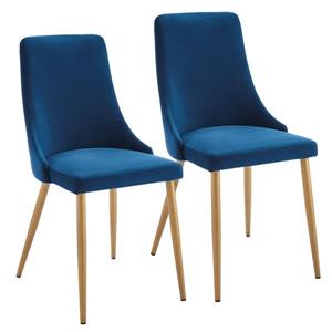 Chaise de salle à manger !nspire, velours bleu royal et structure dorée, 35,75 po, ens. de 2