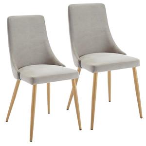 Chaise de salle à manger !nspire, velours gris pâle et structure dorée, 35,75 po, ens. de 2