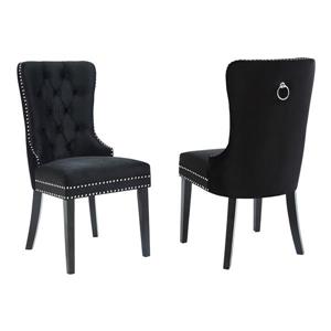 Chaise de salle à manger en velours !nspire, 40 po, noire, ens. de 2