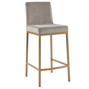 Tabourets de bar !nspire, velours, gris et or, 26 po, ens. de 2